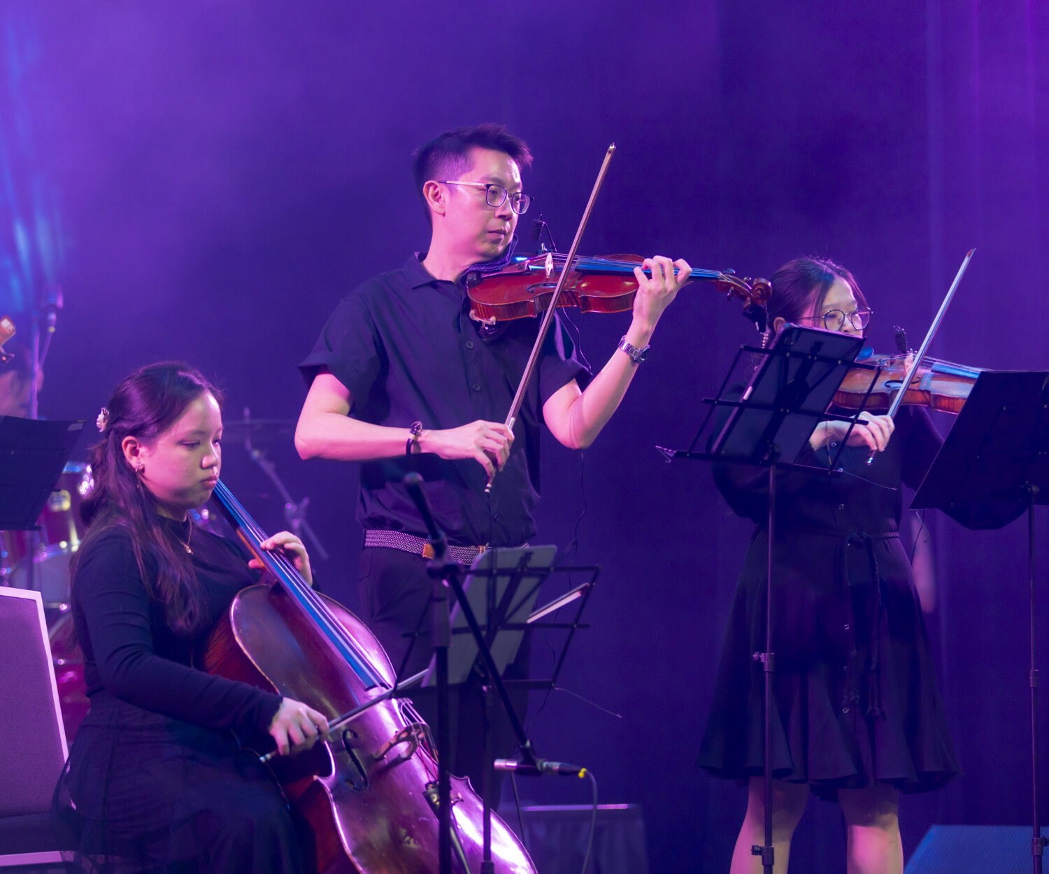 Close up of correct hand posture on string instruments for adult learners