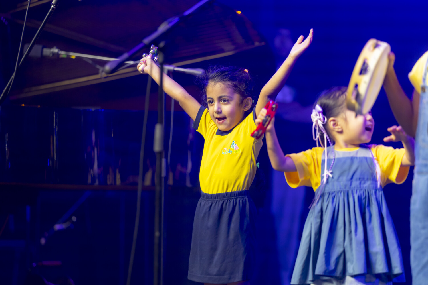 Young learners performing first time on stage
