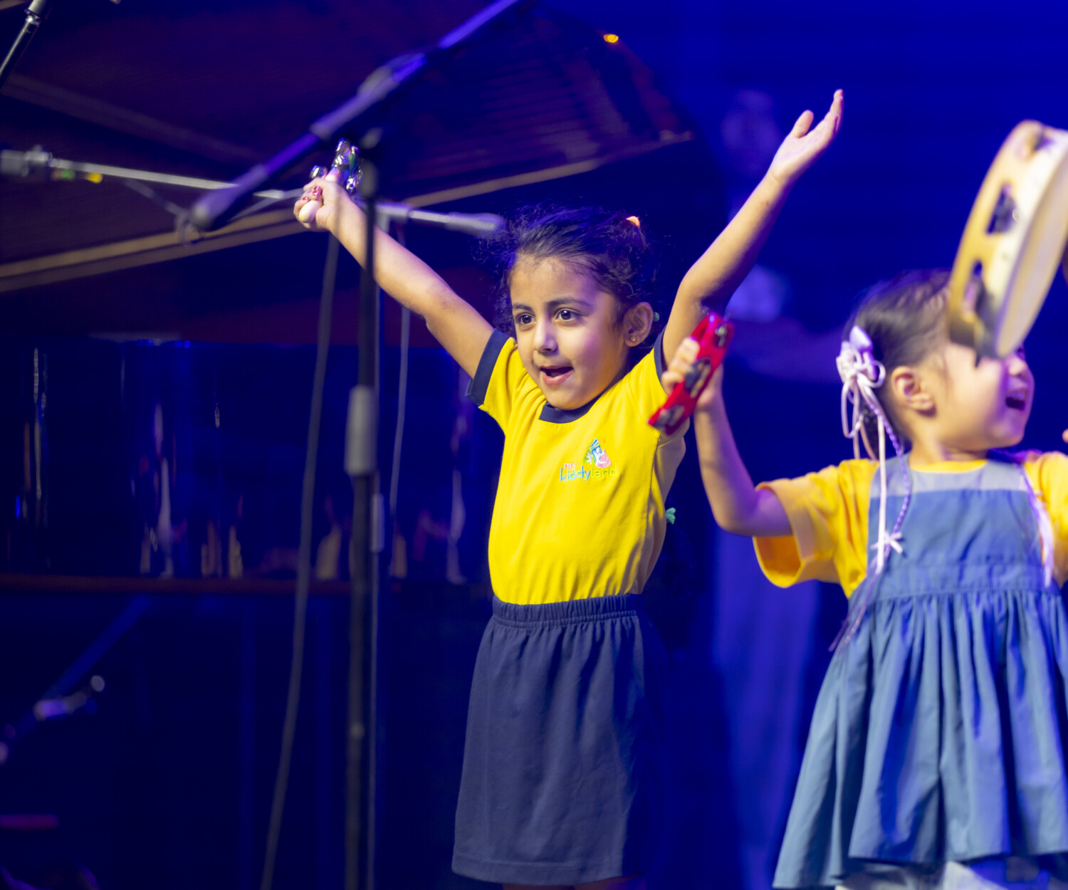 Young learners performing first time on stage